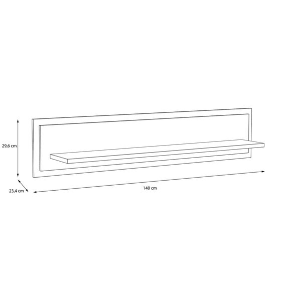 FORTE Trondheim Wandregal, Holzwerkstoff, Artisan Eiche/Schwarz Eiche, 29,6 x 140 x 23,4 cm
