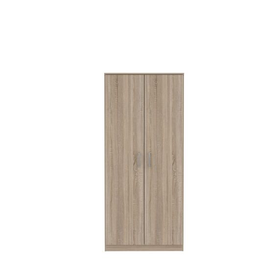 FORTE NIKO Schrank 80 85, Kleiderschrank klein, Flurschrank Schlafzimmerschrank Jugendzimmerschrank Kinderzimmerschrank Drehtürenschrank 2-türig, Sonoma Eiche, 82 cm breit x 185 cm hoch x 53 cm tief
