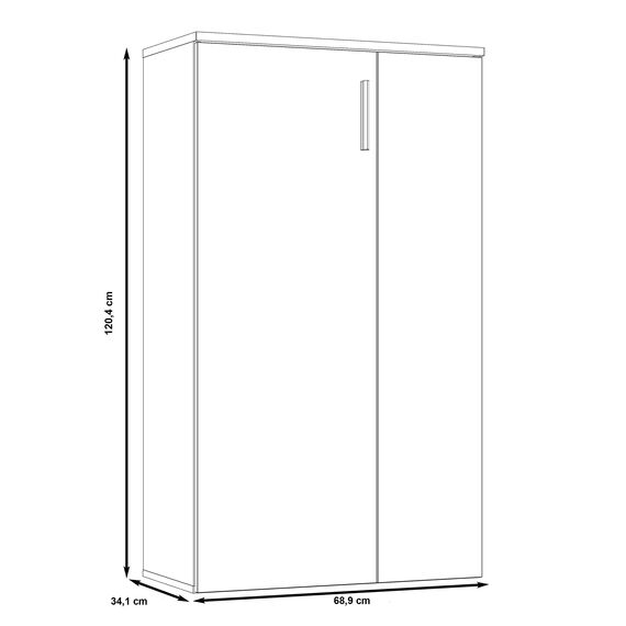FORTE Boots Schuhschrank mit 2 Türen, Holzwerkstoff, Sonoma Eiche Dekor + Weiß, B x H x T: 68,9 x 120,4 x 34,1 cm