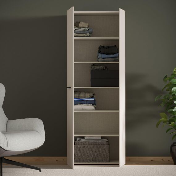 Forte NET306 moderner Mehrzweckschrank 70, schmaler Schrank, 2-türig, Holzwerkstoff, Flur, Diele, Kaschmir|Beige, 68,7 cm breit x 181,1 cm hoch x 36,5 cm tief