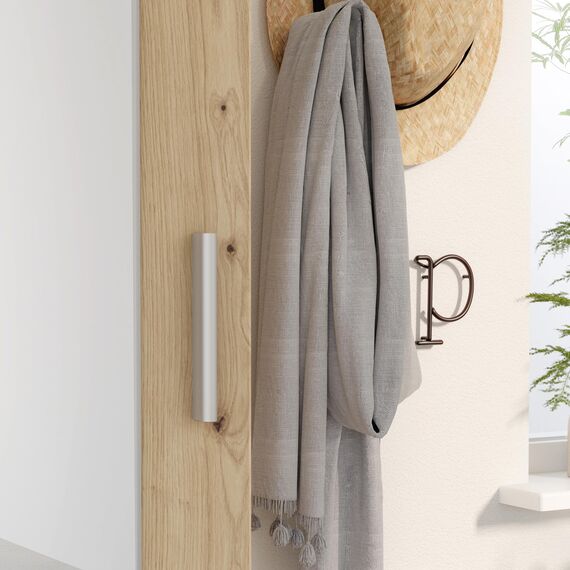 FORTE NET106 Schrank 50, Schuhschrank, Garderobenschrank, Abstellraum, Drehtürenschrank, 1-türig mit Einlegeböden, Spiegel, Holzdekor: Artisan Eiche, 50 cm breit x 180 cm hoch x 35 cm tief
