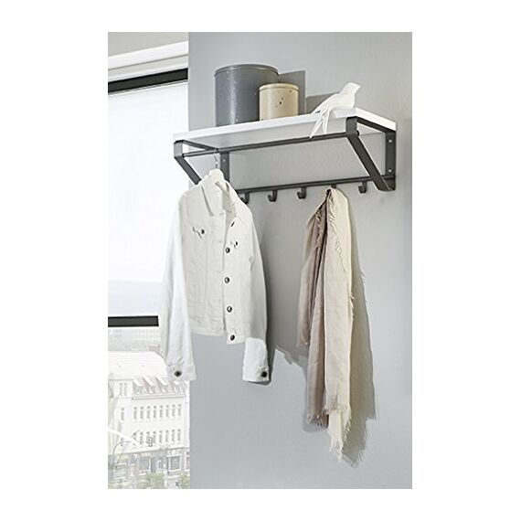 HAKU Wandgarderobe anthrazit, weiß, MDF, Metall - Maße: B 70 cm x H 23 cm x T 30 cm, Style: Modern