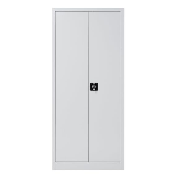 furni24 Metall Putzmittelschrank – Wäscheschrank aus Stahl mit Türen,Dreipunktverriegelung incl. 2 Schlüsseln, Garderobenstange, großen Fächern, Hutablage, fertig montiert - Grau, XXL 80x180x40cm