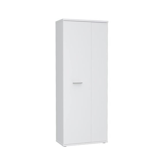 FORTE NET106 Schrank 70, Schuhschrank, Garderobenschrank, Abstellraum, Drehtürenschrank, 2-türig mit Einlegeböden, Weiß, 69 cm breit x 179 cm hoch x 35 cm tief