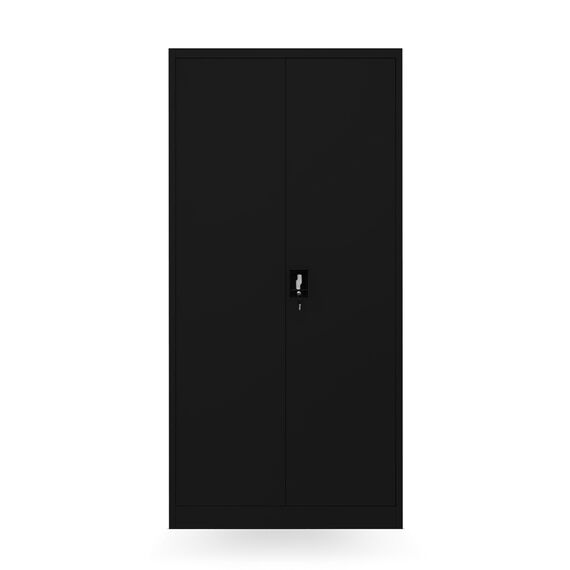 Jan Nowak Metallschrank 185 x 90 x 45 cm | Büroschrank Abschließbar mit Kleiderstange, Pulverbeschichtung | Aufbewahrungsschrank Umkleideschrank Spind Kleiderstange | Schwarz