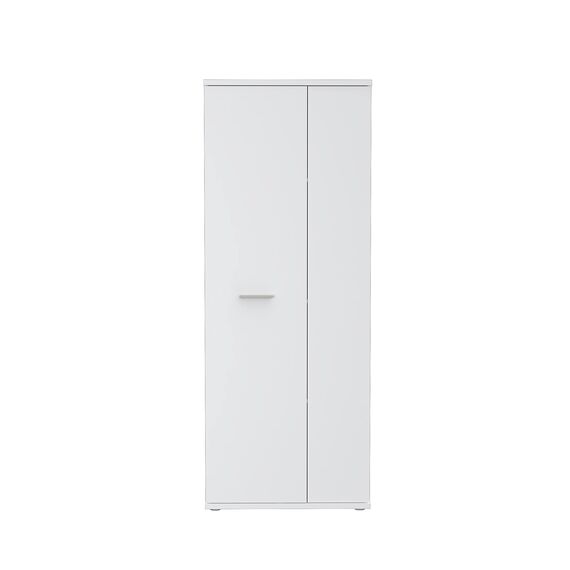 FORTE NET106 Schrank 70, Schuhschrank, Garderobenschrank, Abstellraum, Drehtürenschrank, 2-türig mit Einlegeböden, Weiß, 69 cm breit x 179 cm hoch x 35 cm tief