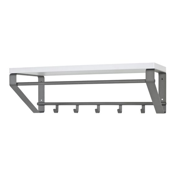 HAKU Wandgarderobe anthrazit, weiß, MDF, Metall - Maße: B 70 cm x H 23 cm x T 30 cm, Style: Modern