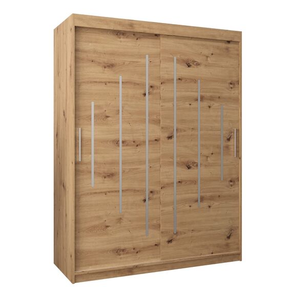 MEBLE KRYSPOL - Kleiderschrank, Schlafzimmerschrank - Schrank Zwei Türen - 4 Fachböden, 2 Stangen, Fachboden - Garderobenschrank York, Körperfarbe Artisan, Frontfarbe Artisan - 150x62x200cm