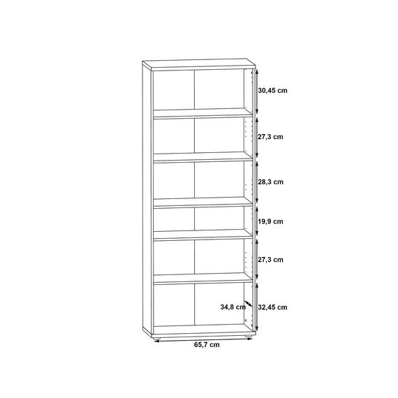 FORTE NET106 Schrank 70, Schuhschrank, Garderobenschrank, Abstellraum, Drehtürenschrank, 2-türig mit Einlegeböden, Weiß mit Holzdekor: Sonoma Eiche, 69 cm breit x 179 cm hoch x 35 cm tief