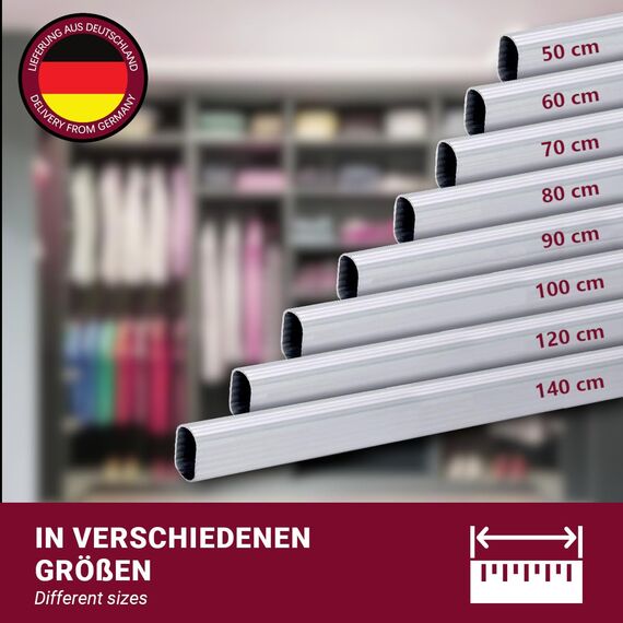 Kleiderstange für Schrank 50cm, Kleiderschrank Stange für Pax, Vielseitig Einsetzbares Kleiderstangen, Ovales Metall Schrankrohr in Verschiedenen Größen