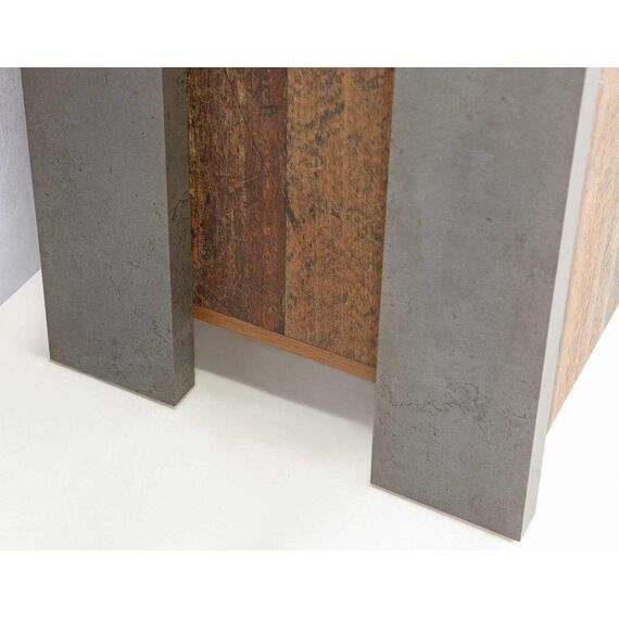 FORTE CLIF Schrank 150 160, Kleiderschrank mit Spiegel Industrial Vintage Schlafzimmerschrank 4-türig Holzdekor: Old – Wood Vintage / Betonoptik Dunkelgrau, 156 cm breit x 205 cm hoch x 52 cm tief