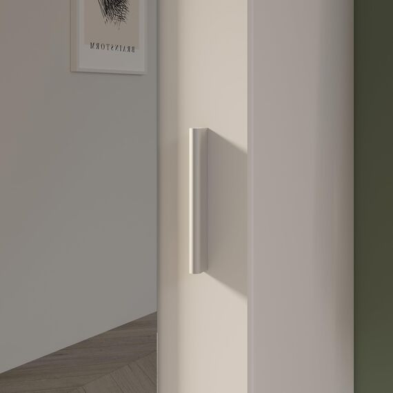 Forte NET106 weißer Schuhschrank 50, schmaler Flurschrank mit 6 Einlegeböden und Spiegelfront, Flur, Diele, Holzwerkstoff, Weiß, 50,2 cm breit x 179,1 cm hoch x 34,8 cm tief