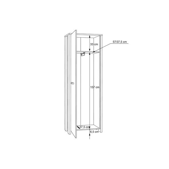 FORTE CLIF Schrank 65 70, Kleiderschrank klein Flurschrank schmal Garderobenschrank Industrial Holzdekor: Old – Wood Vintage / Betonoptik Dunkelgrau, 67 cm breit x 201.5 cm hoch x 42 cm tief