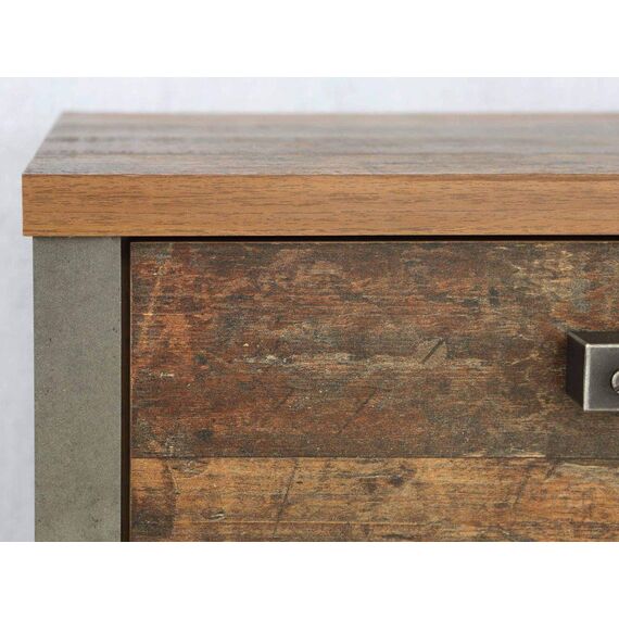 FORTE Clif Nachttisch mit 2 Schubladen, Holzwerkstoff, Old – Wood Vintage/ Betonoptik Dunkelgrau, 62 x 41,5 x 41,6 cm
