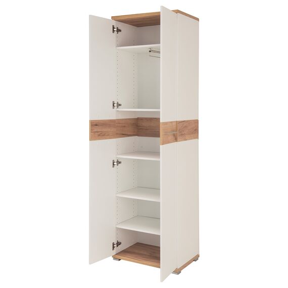 Germania 3774-513 Garderobenschrank GW-Topix in Weiß/Navarra-Eiche-Nachbildung, 59 x 199 x 40 cm (BxHxT)