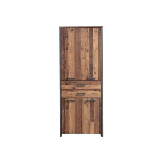 FORTE Clif Büroschrank mit 4 Türen und 2 Schubladen, Holzwerkstoff, Old Wood Vintage / Betonoptik Dunkelgrau, (BxHxT): 86,7 x 220,7 x 41,6 cm