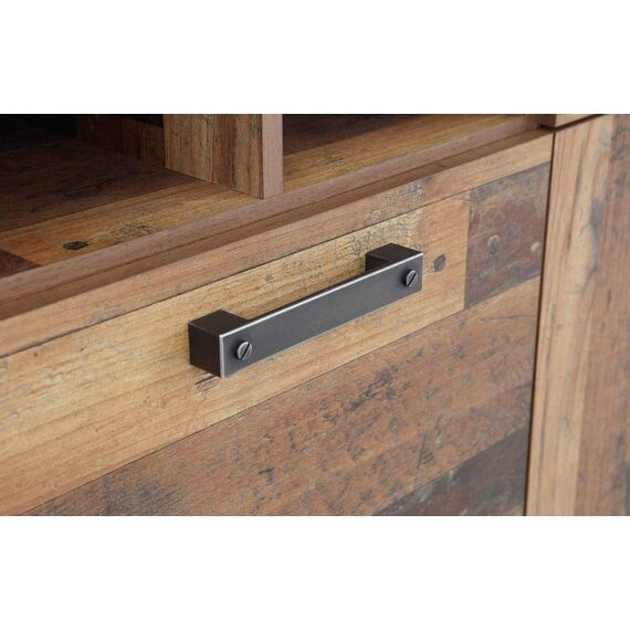 FORTE Clif Kommode mit 2 Türen und 2 Schubladen, Holzwerkstoff, Old – Wood Vintage/ Betonoptik Dunkelgrau, 156,4 x 86,3 x 41,6 cm