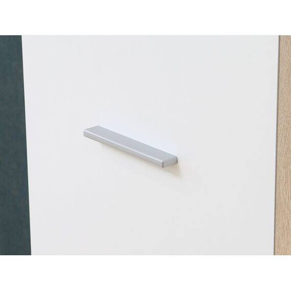 FORTE NET106 Schrank 70 180, Mehrzweckschrank klein, Staubsaugerschrank, Abstellraum, 2-türig mit Einlegeböden, Weiß mit Holzdekor: Sonoma Eiche, 69 cm breit x 179 cm hoch x 35 cm tief