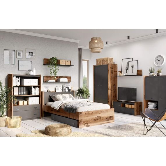 Furniture24 Kleiderschrank Fargo FG17 Eckschrank mit 2 Kleiderstangen Eckkleiderschrank 2 Türiger Schrank für Jugendzimmer