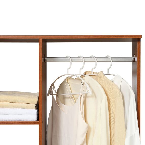 HOMCOM Kleiderschrank auf Rollen, Mobile Garderobe, 1 Kleiderstange, 3 Regale, Garderobenschrank für Flur, Schlafzimmer, 80 x 40 x 128 cm, Walnussbraun