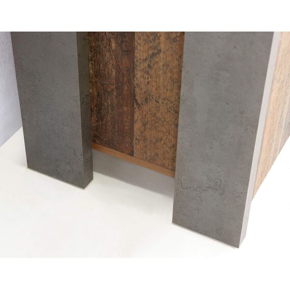FORTE Clif Schuhschrank mit 1 Tür und 1 Schublade, Holzwerkstoff, Old Wood Vintage Dekor und Betonoptik dunkelgrau, 67 x 105,5 x 41,6 cm