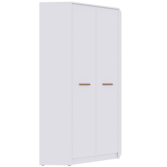 Marmex Grant G8 - Eckschrank 91x195x91 cm, Bücherregal - Eckgarderobe mit Kleiderstangen und Einlegeböden für das Jugendzimmer, Schlafzimmer - Eckkleiderschrank - weiß + Riviera Eiche (Modern)