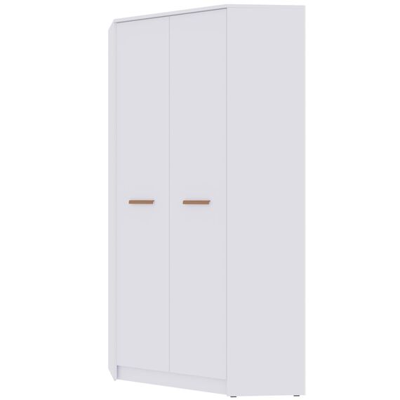 Marmex Grant G8 - Eckschrank 91x195x91 cm, Bücherregal - Eckgarderobe mit Kleiderstangen und Einlegeböden für das Jugendzimmer, Schlafzimmer - Eckkleiderschrank - weiß + Riviera Eiche (Modern)