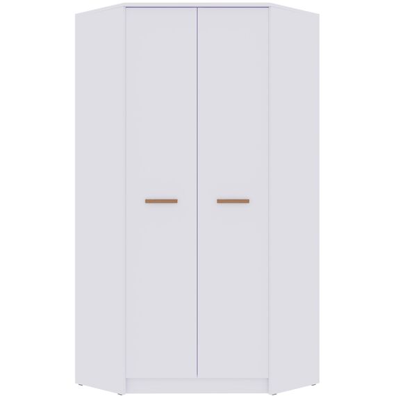 Marmex Grant G8 - Eckschrank 91x195x91 cm, Bücherregal - Eckgarderobe mit Kleiderstangen und Einlegeböden für das Jugendzimmer, Schlafzimmer - Eckkleiderschrank - weiß + Riviera Eiche (Modern)