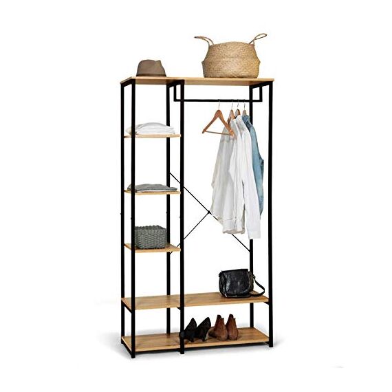 IDMarket - Ankleide Kleiderschrank Regal B. 90 cm DETROIT Industriedesign