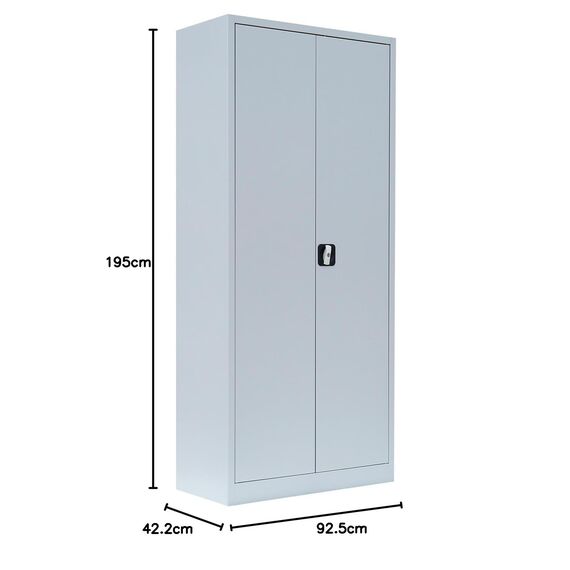 Lüllmann Spind Flügeltürenschrank komplett montiert grau 195x92x42cm Kleiderspind Stahl Spindschrank Metallspind Werkzeugschrank 545540