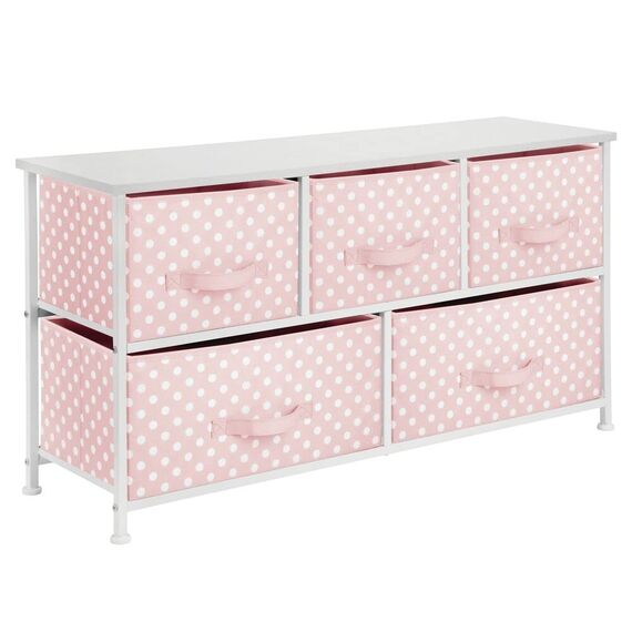 mDesign Stoffkommode mit 5 Schubladen - praktische Kommode für Kinderzimmer, Schlafzimmer usw. - schöne Kommode Schublade - Rosa/Weiß