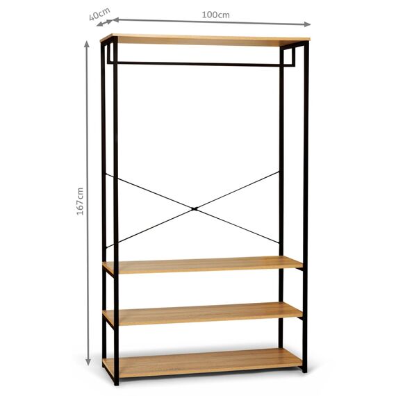 IDMarket - Breite Ankleide B. 100 cm DETROIT Industriedesign