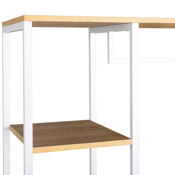 IDMarket - Kleiderschrank Garderobe Regale B. 90 cm DETROIT Industriedesign Holz und Metall weiß