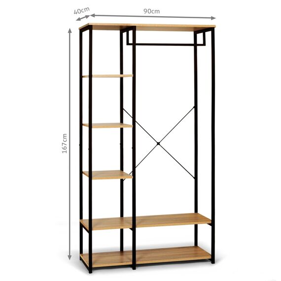 IDMarket - Ankleide Kleiderschrank Regal B. 90 cm DETROIT Industriedesign