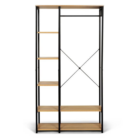 IDMarket - Ankleide Kleiderschrank Regal B. 90 cm DETROIT Industriedesign