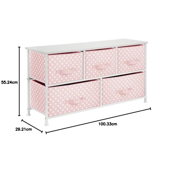 mDesign Stoffkommode mit 5 Schubladen - praktische Kommode für Kinderzimmer, Schlafzimmer usw. - schöne Kommode Schublade - Rosa/Weiß