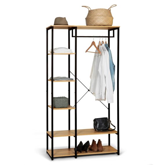 IDMarket - Ankleide Kleiderschrank Regal B. 90 cm DETROIT Industriedesign