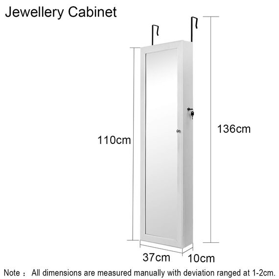 Life Carver Schmuck-Schrank mit armoire Kosmetik Spiegel mit Schrank-Organizer, weiß, wall mounted