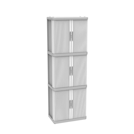 Terry, Rolling Space Cab 3, Innen- und Außenschrank mit 3 Fächern, zwei Schiebetüren, 3 verstellbare Innenregale, grau, aus recyceltem Kunststoff, Maße: 59x36x170 cm