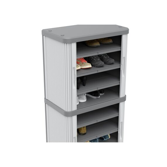 Terry, Rolling Space Cab 3, Innen- und Außenschrank mit 3 Fächern, zwei Schiebetüren, 3 verstellbare Innenregale, grau, aus recyceltem Kunststoff, Maße: 59x36x170 cm