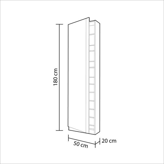 Habitdesign 007866C Schuhschrank mit Spiegel, Kastanienbraun, Maße: 180 x 50 x 20 cm