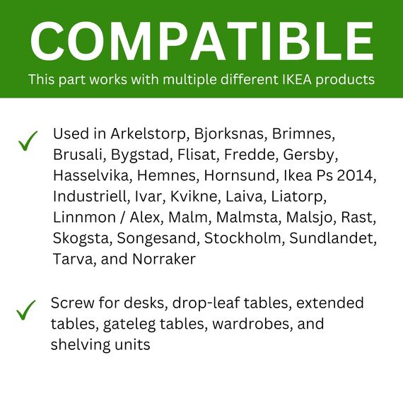 Spare Hardware Parts Tischschraube für Tisch, Schreibtisch, Kleiderschrank, Gateleg Drop Leaf Tischschraube (Ersatz für IKEA-Teilenummer 100325) (16 Stück)