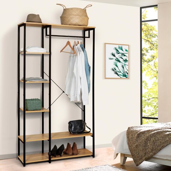 IDMarket - Ankleide Kleiderschrank Regal B. 90 cm DETROIT Industriedesign