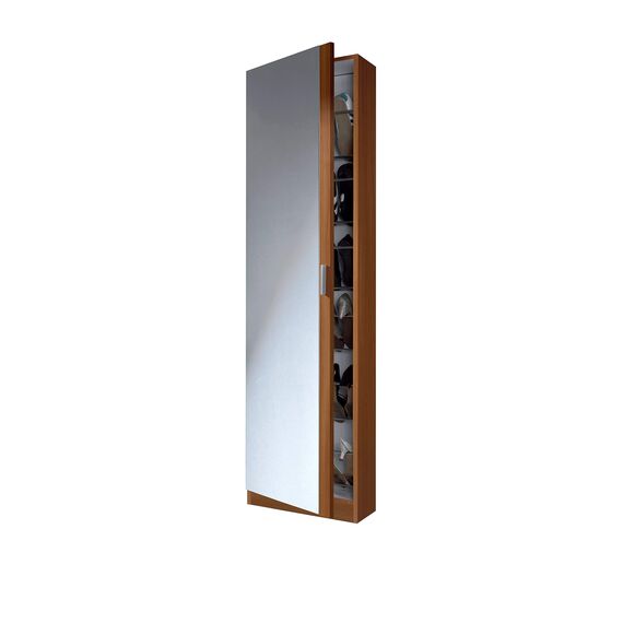 Habitdesign 007866C Schuhschrank mit Spiegel, Kastanienbraun, Maße: 180 x 50 x 20 cm