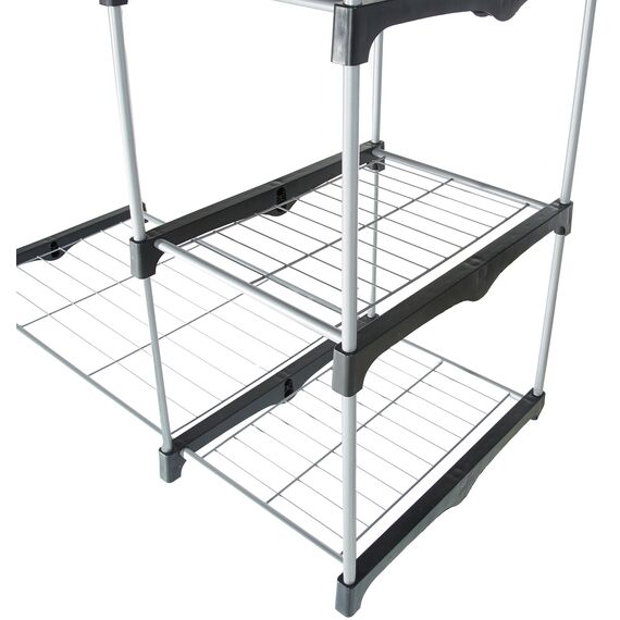 Amazon Basics - Freistehender Kleiderschrank, mit Zwei Kleiderstangen, Mittel, Silber