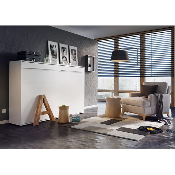 Schrankbett Concept PRO Horizontal, Wandklappbett, Bettschrank, Wandbett, Schrank mit integriertem Klappbett, Funktionsbett (90 x 200 cm, Weiß, Horizontal)