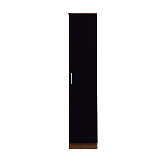 Reflect Einfarbiger Kleiderschrank mit 1 Tür, Verbundhölzer, Metall, Schwarz glänzend/Walnuss, 1 Door
