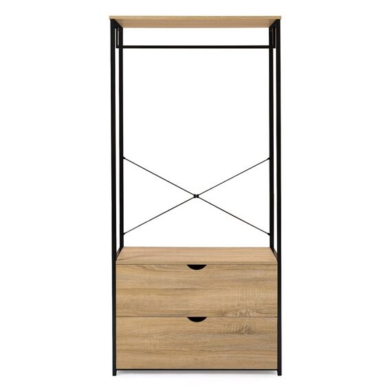 IDMarket - Ankleidezimmer Garderobe 2 Schubladen B. 80 cm DETROIT Industriedesign