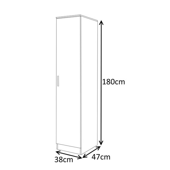 Reflect Einfarbiger Kleiderschrank mit 1 Tür, Verbundhölzer, Metall, Schwarz glänzend/Walnuss, 1 Door
