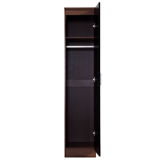 Reflect Einfarbiger Kleiderschrank mit 1 Tür, Verbundhölzer, Metall, Schwarz glänzend/Walnuss, 1 Door